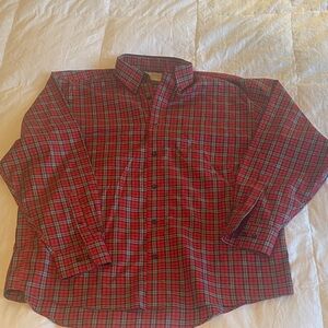 Cabela's Red and Green Plaid Button Down Shirt